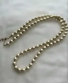 シャンパンゴールド　コットンパール　ロングネックレス