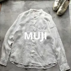 【無印良品】【リネンシャツ】バンドカラーシャツ　Ｌサイズ