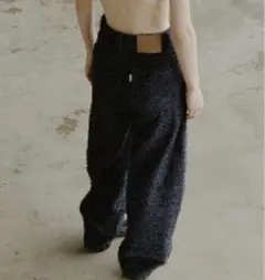 Charles Chaton mimic pants ワイドパンツ　ネイビー Charles Chaton mimic pants ワイドパンツ ネイビー - メルカリ
