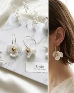 L'eclat accessory✳︎オーロラフラワーのフープピアス no.9