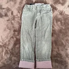 TOMMY HILFGER カーキ長ズボン チェック折り返し