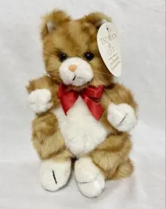 TSUMAN de CAT ネコ ぬいぐるみ 茶トラ 赤リボン 레트로
