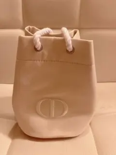 Dior ホワイト ノベルティ巾着ポーチ(Diorショッパー1枚付き)