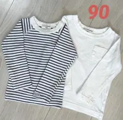 AMPERSAND 長袖Tシャツセット ホワイト・ストライプ 90
