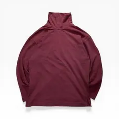 USA製 Eddie Bauer ボーダー タートルネック レッド×グレー L