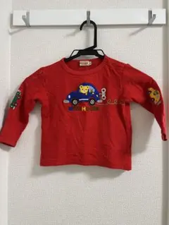 MIKIHOUSE ミキハウス 赤い厚手長袖カットソー 車の刺繍 90cm