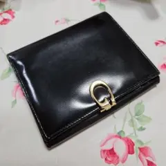 ✨美品✨ GUCCI グッチ 二つ折り財布 ブラックレザー ゴールド金具
