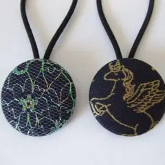 11Gくるみボタン　ヘアゴム　38ミリ　ユニコーン　レース　紺　2種セット