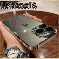 iphone16 ケース スマホケース クリア メタリック ラメ シルバーグレー