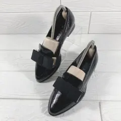 【未使用級】　ダイアナ　オペラシューズ　21.5㎝ エナメル　リボン　黒