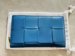 新品　入手困難　ボッテガヴェネタ　長財布　カセット　ジップアラウンド　青　ブルー