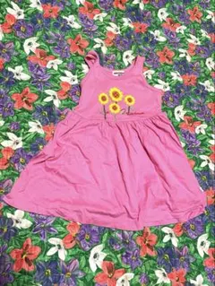 MIKIHOUSE ピンクのひまわり刺繍ワンピース