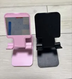 新品未使用　調整可能なスマホスタンド ピンク ブラック　2個