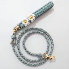 パラコード カフェリード120cm 金具ゴールド 小型犬用 スモーキーブルー