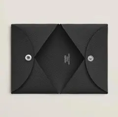 エルメスHERMES《カルヴィ》カード名刺ケース 黒 W刻印 エプソン新品 미사용