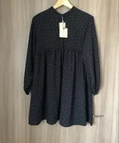 タグ付未使用☆studio CLIP☆切り替えギャザードットブラウス　ブラック