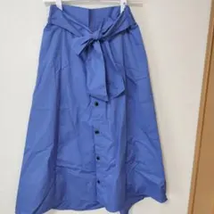未使用　earthmusic＆ecology Aライン　スカート リボン　ブルー