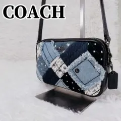希少デザイン✨️COACH　カメラバッグ　ショルダー　デニム　パッチワーク　２層
