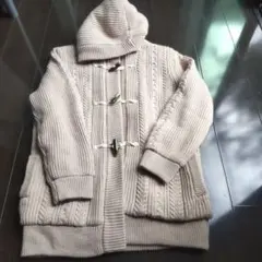 uramoco フード付きニットダッフルコート L ベージュ