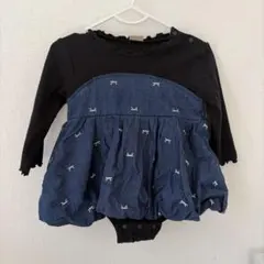 petit main ロンパース 80 黒/デニム