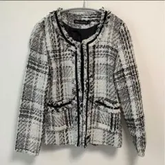 ツイード　ノーカラージャケット　チェックのサムネイル