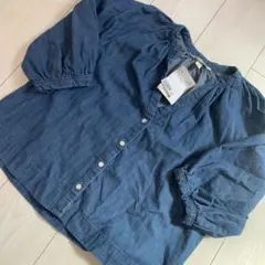 新品！タグ付き！H&M◆ バルーンスリーブデニムブラウス　UV対策のサムネイル