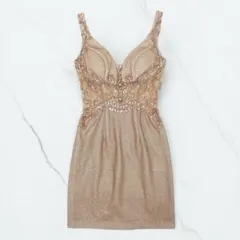 IRMA イルマ ラメニット ビジュー タイトミニドレス sugar