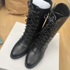 レースアップ黒ブーツ 中ヒール 袴