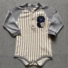 【美品】ストライプ柄ロンパース S45刺繍付き60〜80