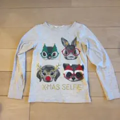 Xmas映え かわいい動物プリント長袖Tシャツ