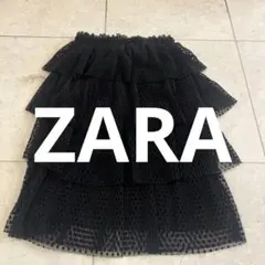 フリル付きブラックミニスカート 約58cm丈