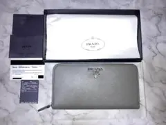 【値下げ】新品未使用✨PRADA サフィアーノ グレー レザー 長財布