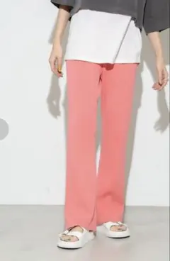 Auntie Rosa Holidayレーヨンナイロンリブニットパンツ ピンク