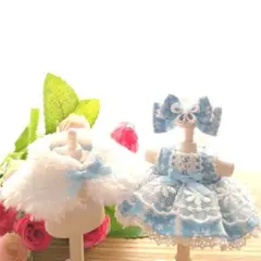 ふわふわケープと水色小花ワンピース♡女の子サイズ♡