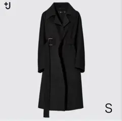 ［新品未使用］ユニクロ　＋J　カシミヤブレンド ラップロングコート　S　黒