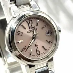 極美品　稼働品　CITIZEN　クロスシー　ピンク文字盤　デイト　レディース
