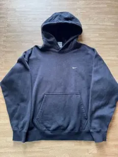 90's NIKE プルオーバーパーカー ネイビー 刺繍ロゴ 銀タグ Lサイズ