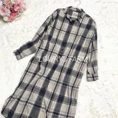 ☆67︎︎❁︎ローリーズファーム チェックロングシャツワンピース ゆったり コットン