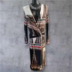 ETRO ペイズリー柄 カシュクールワンピース 長袖 40 - メルカリ