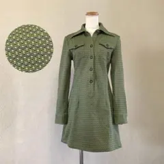 【Bert Ranffy】昭和レトロ Vintage シャツ ワンピース 総柄