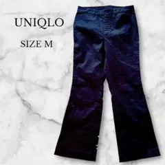 ユニクロ　フレアパンツ　レディース　カジュアル　シンプル　無地　ネイビー　M