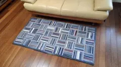 一点ものデニムパッチワーク・超厚手・大判ラグマット・裏は冷感敷きパッドで両面仕様