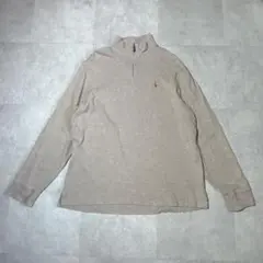 【ラルフローレン】ハーフジップ　長袖　スウェット　POLO 　ベージュ　L