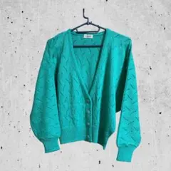 Aeternusエテルヌス ミントグリーン Vネックニットカーディガン Mサイズ