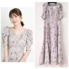 新品タグ♪アプワイザーリッシェ フラワープリントワンピース 花柄 ピンクベージュ