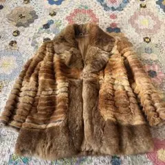 美品　ヴィンテージ リアルファー コート 毛皮 ジャケット パッチワーク