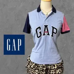 GAP ギャップ ポロシャツ 半袖 ネイビー ピンク ビッグロゴ Y2Kのサムネイル