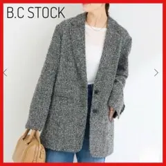 美品B.C STOCK グレー ツイーディー2Bニュアンスジャケット Fサイズのサムネイル