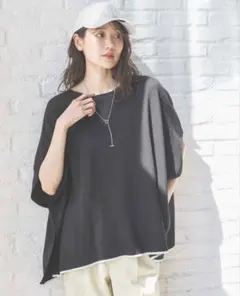 美品グローバルワークスッキレイさらさらポンチョ/288071 Lサイズ　ブラック