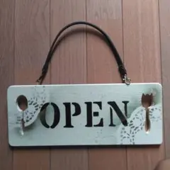 リバーシブル OPEN CLOSED サインプレート 木製